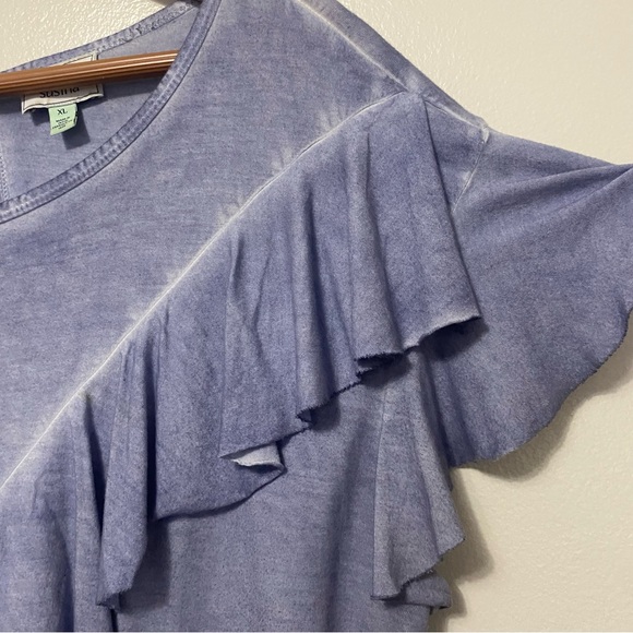 Susina Womens XL Top Asymmetrical Ruffle Keyhole Flutter Coastal Whimsical Flowy - Picture 6 of 10